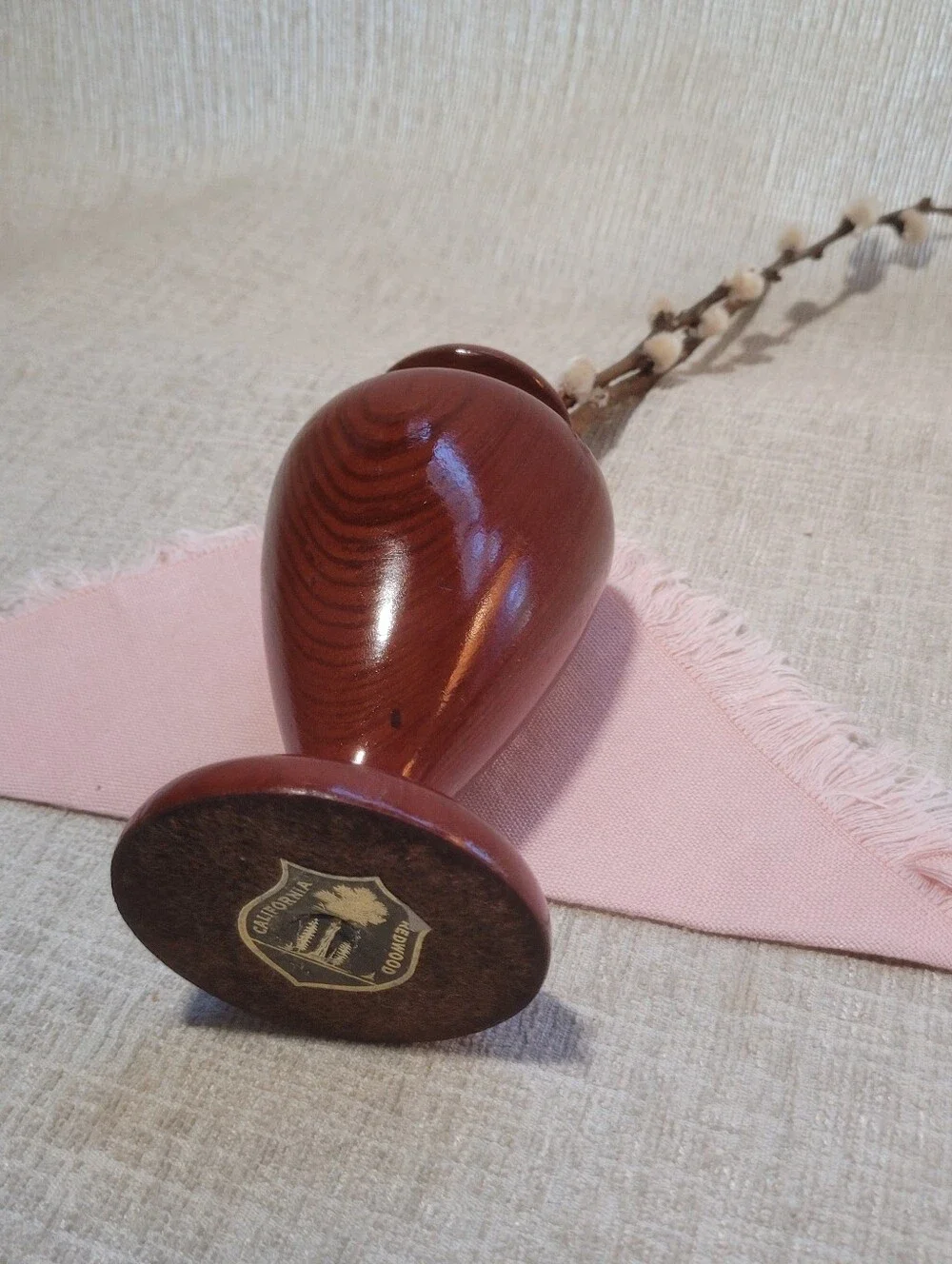 Vintage Spanish Hand-Turned Wood Bud Vase – Artesanía de Guipúzcoa Basque Art